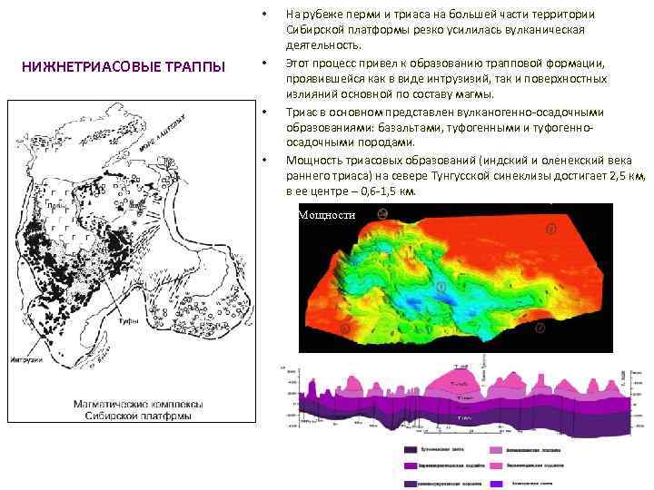  • НИЖНЕТРИАСОВЫЕ ТРАППЫ • • • На рубеже перми и триаса на большей