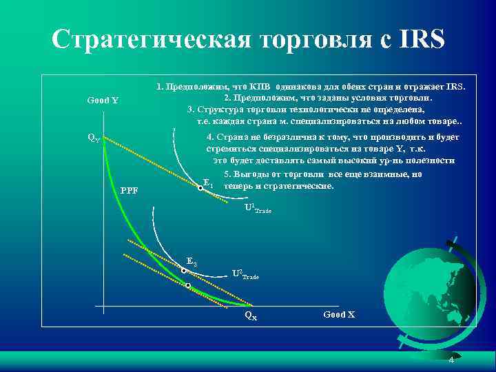 Стратегическая торговля с IRS 1. Предположим, что КПВ одинакова для обеих стран и отражает