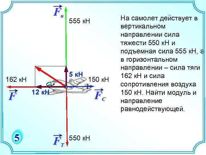 Взаимно перпендикулярные силы. На самолёт действует в вертикальном направлении сила тяжести 550. Горизонтально направленная сила. Сила тяги и сопротивления воздуха. Сила тяги направление.
