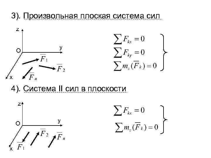 Произвольные плоские силы. Произвольная плоская система сил. Плоские системы сил и их классификация. Уравнение плоской произвольной системы сил. Равновесие произвольной плоской системы сил.