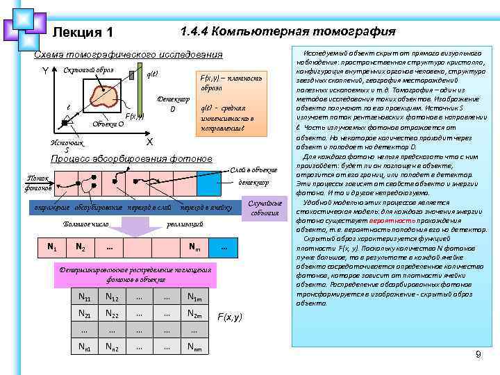 1. 4. 4 Компьютерная томография Лекция 1 Схема томографического исследования Скрытый образ Y l