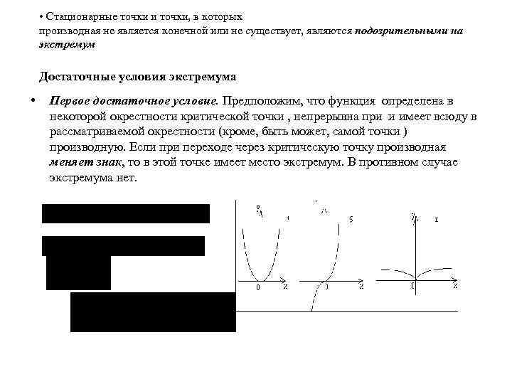  • Стационарные точки и точки, в которых производная не является конечной или не