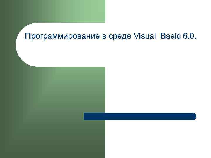 Программирование в среде Visual Basic 6. 0. 