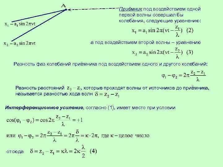 Приёмник под воздействием одной первой волны совершал бы колебания, следующие уравнению: a под воздействием