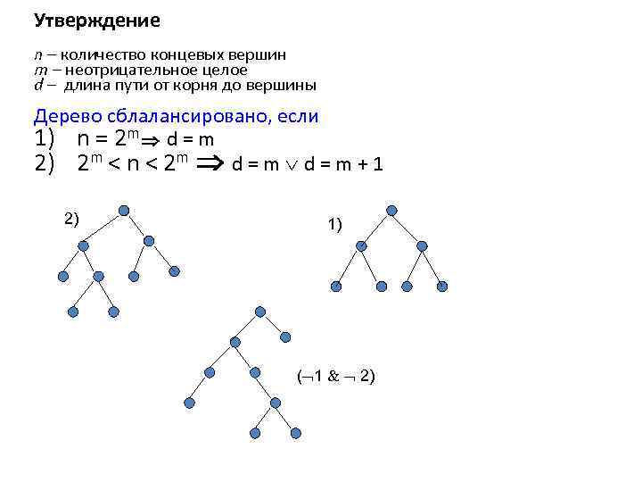 Утверждение n – количество концевых вершин m – неотрицательное целое d – длина пути
