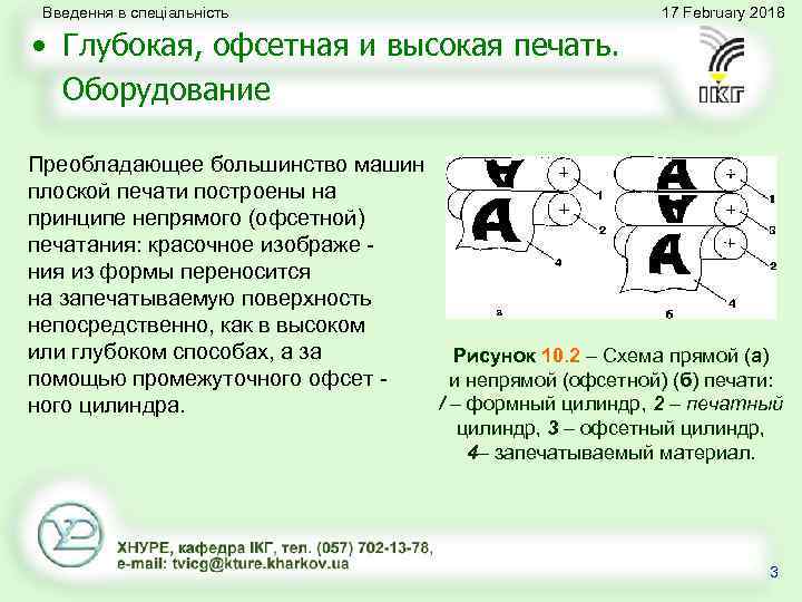 Введення в спеціальність 17 February 2018 • Глубокая, офсетная и высокая печать. Оборудование Преобладающее