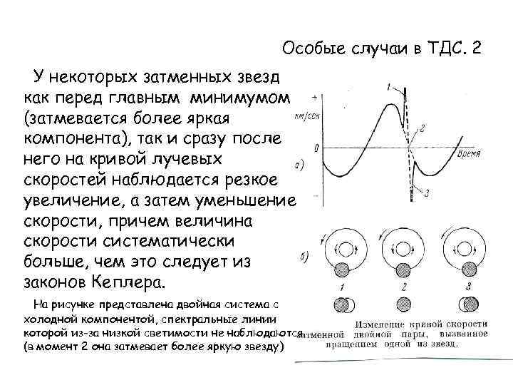 Особые случаи в ТДС. 2 У некоторых затменных звезд как перед главным минимумом (затмевается