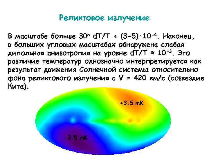 A излучение это. Реликтовое излучение. Анизотропия реликтового излучения.