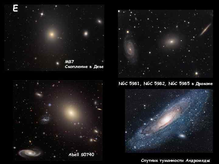 E M 87 Скопление в Деве NGC 5981, NGC 5982, NGC 5985 в Драконе