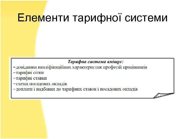 Елементи тарифної системи 