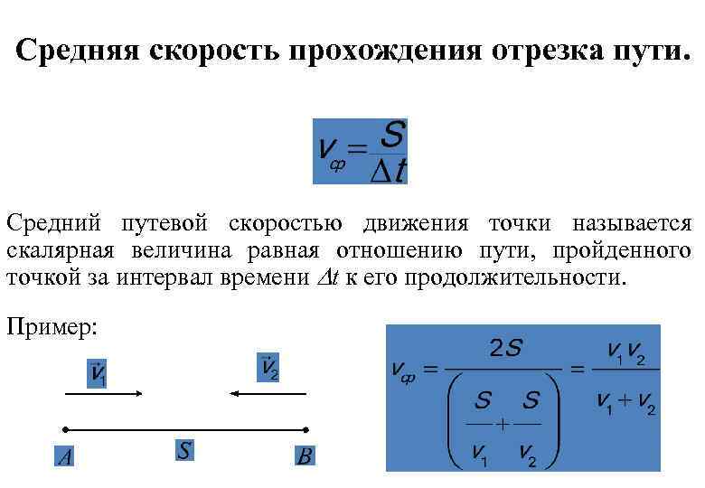 Средняя скорость через время