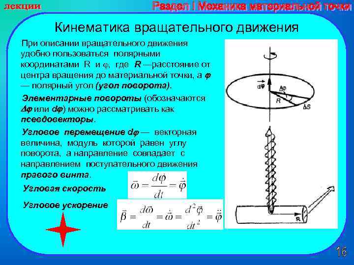 Вращение материальной точки