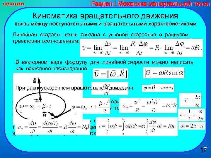 Связь вращательных и линейных характеристик