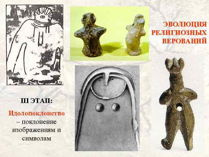 ЭВОЛЮЦИЯ РЕЛИГИОЗНЫХ ВЕРОВАНИЙ III ЭТАП: Идолопоклонство – поклонение изображениям и символам 