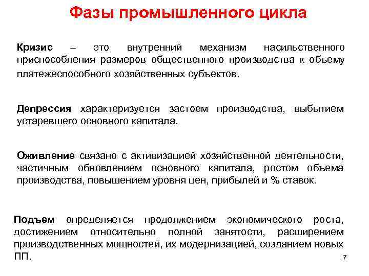 4 стадии цикла. Фазы промышленного цикла. Характеристика фаз промышленного цикла. Охарактеризуйте основные фазы промышленного цикла. Фаза кризиса промышленного цикла.