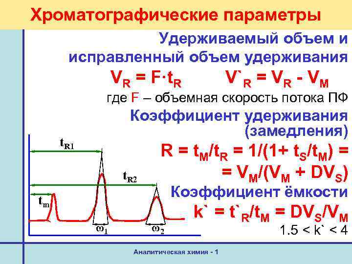 Параметр времени. Коэффициент удерживания в хроматографии. Исправленный объём удерживания. Хроматографические параметры. Хроматографические параметры удерживания.