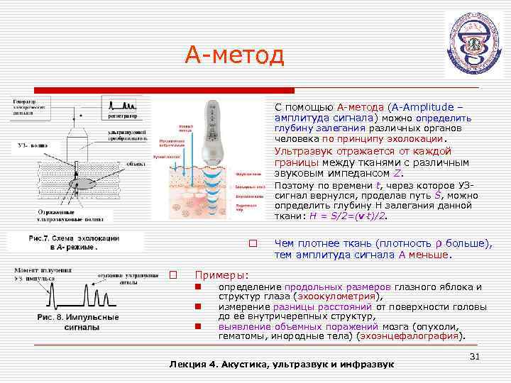 А-метод o С помощью А-метода (А-Amplitude – амплитуда сигнала) можно определить глубину залегания различных