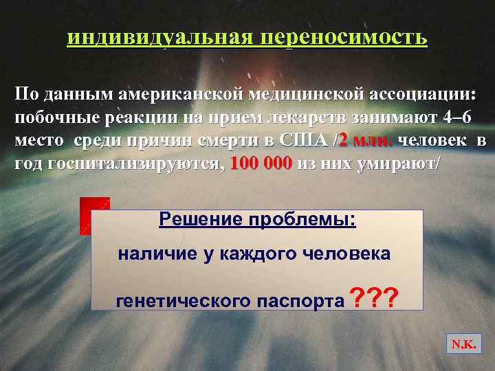 индивидуальная переносимость По данным американской медицинской ассоциации: побочные реакции на прием лекарств занимают 4–