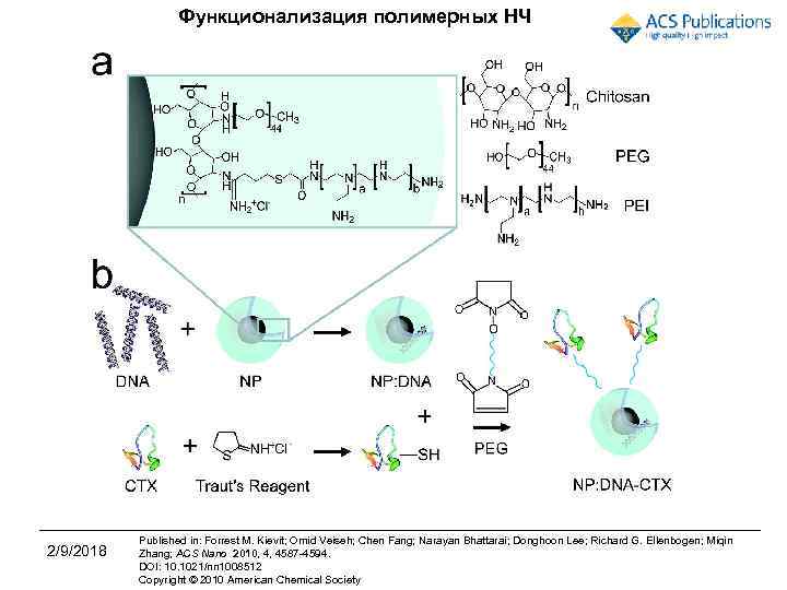 Функционализация полимерных НЧ 2/9/2018 Published in: Forrest M. Kievit; Omid Veiseh; Chen Fang; Narayan