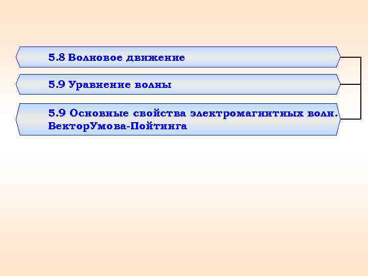5. 8 Волновое движение 5. 9 Уравнение волны 5. 9 Основные свойства электромагнитных волн.