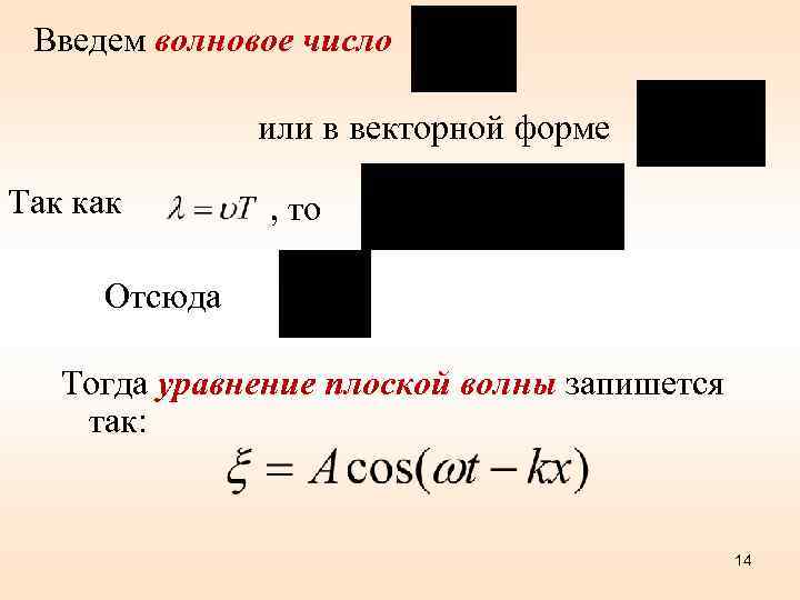 Введем волновое число или в векторной форме Так как , то Отсюда Тогда уравнение