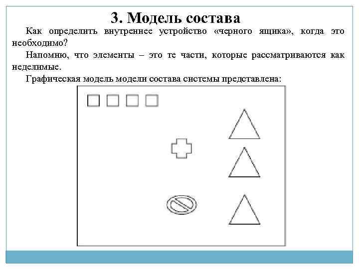 3. Модель состава Как определить внутреннее устройство «черного ящика» , когда это необходимо? Напомню,