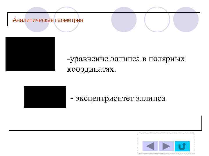 Аналитическая геометрия -уравнение эллипса в полярных координатах. - эксцентриситет эллипса 
