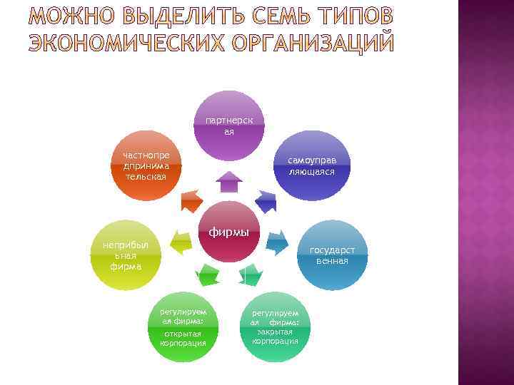 партнерск ая частнопре дпринима тельская самоуправ ляющаяся фирмы неприбыл ьная фирма государст венная регулируем