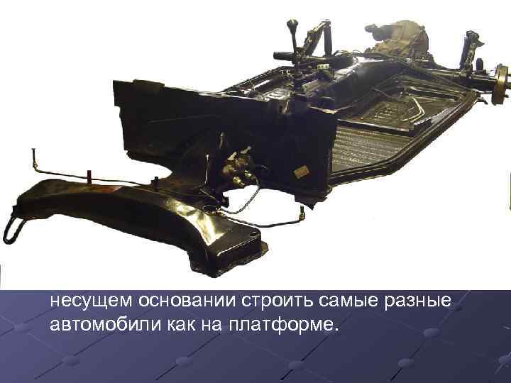 Несущее основание Такую конструкцию имели в числе прочих «Фольксваген Жук» (впрочем, его рама благодаря