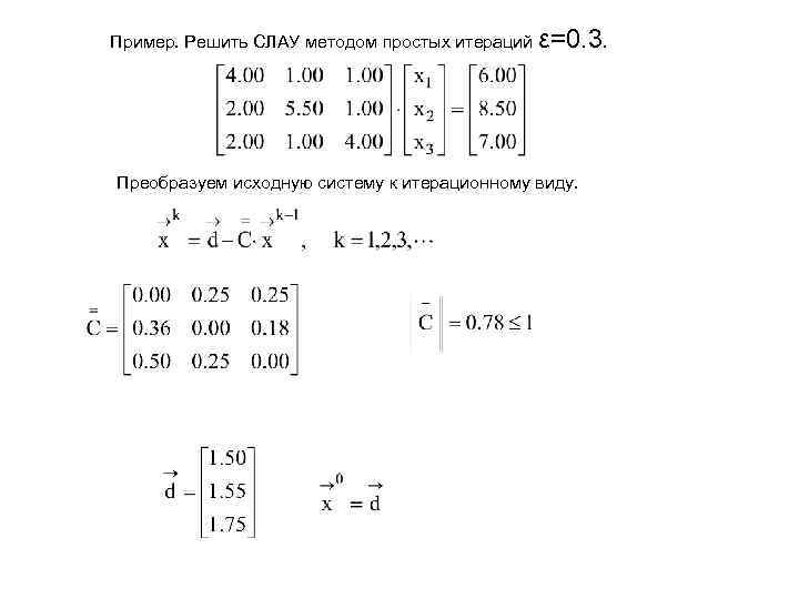 Метод простых итераций система уравнений