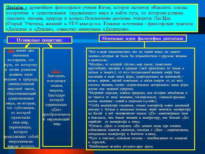 Даосизм - древнейшее философское учение Китая, которое пытается объяснить основы построения и существования окружающего