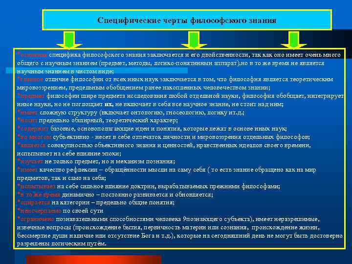 2 предмет и специфика философии. Черты философского знания. Специфические черты философии. Характерные черты философского знания. Отличительные черты философского знания.