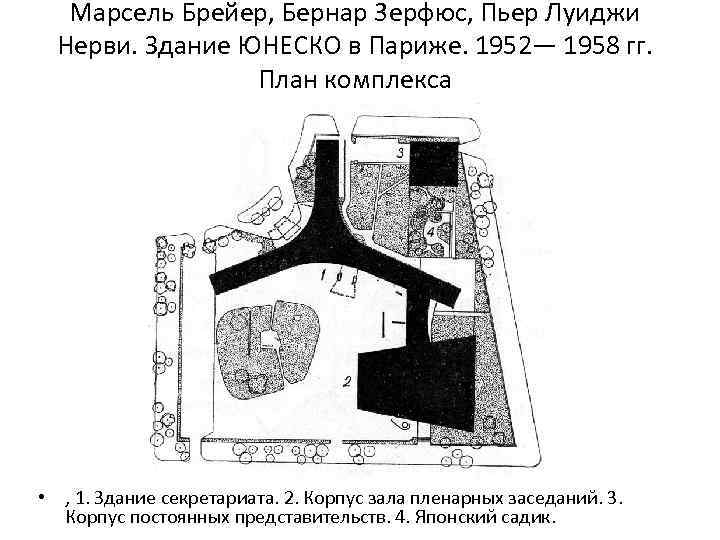 Марсель Брейер, Бернар 3 ерфюс, Пьер Луиджи Нерви. Здание ЮНЕСКО в Париже. 1952— 1958