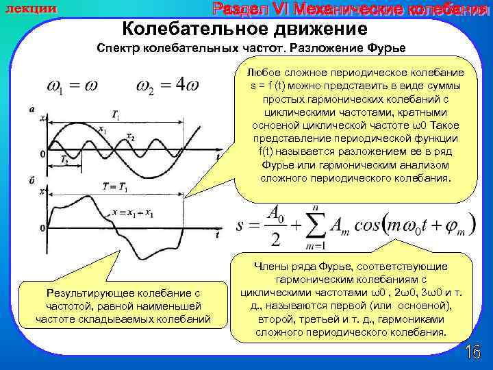 Механические колебания характеристики гармонических колебаний