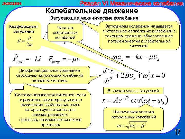 Уравнение затухающих колебаний