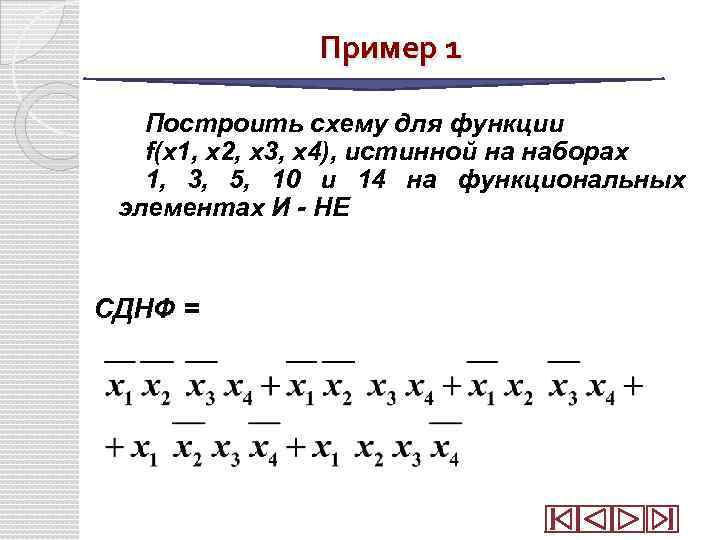 Пример 1 Построить схему для функции f(x 1, x 2, x 3, x 4),
