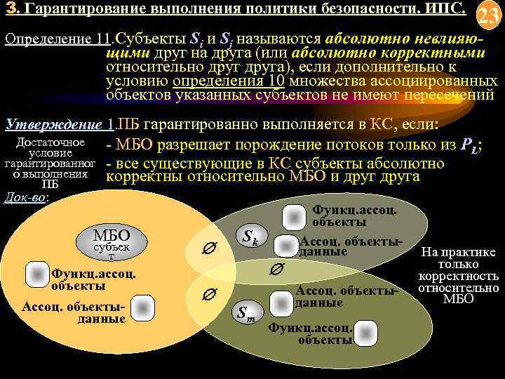 Модели безопасности данных. Моделирование политики безопасности МБО. Гарантирование. Информация об объекте. Ассоциированное множество.