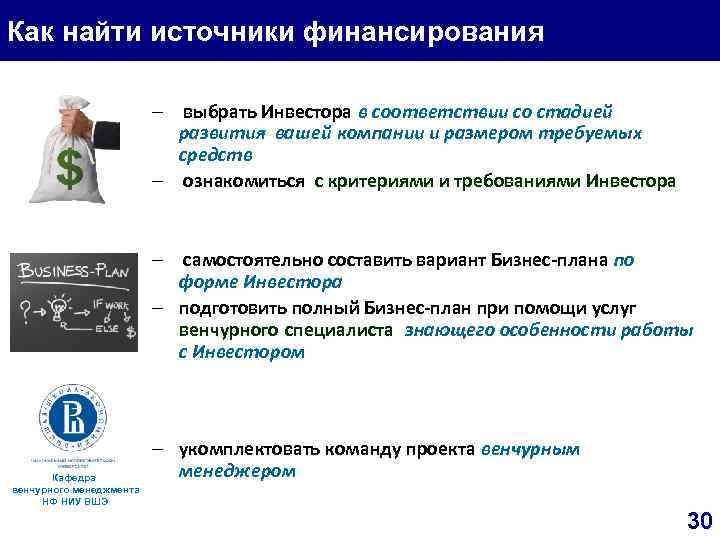 Как найти источники финансирования выбрать Инвестора в соответствии со стадией развития вашей компании и