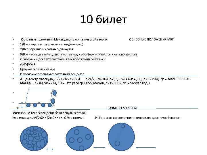 10 билет • • • Основные положения Малекулярно -кинетической теории ОСНОВНЫЕ ПОЛОЖЕНИЯ МКТ 1)Все