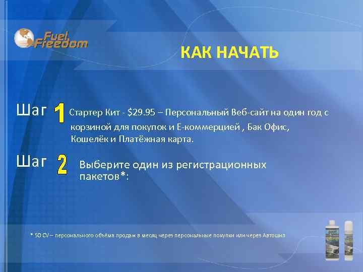 КАК НАЧАТЬ Шаг Стартер Кит - $29. 95 – Персональный Веб-сайт на один год