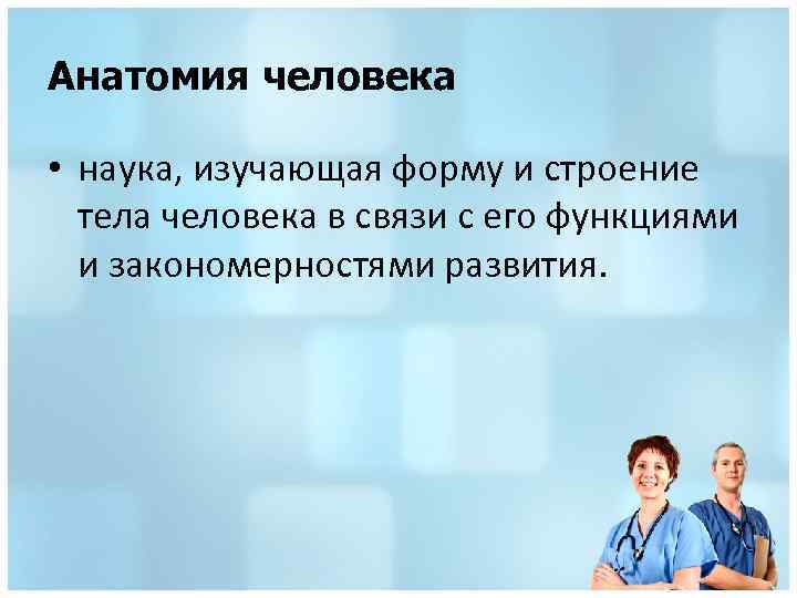 Анатомия человека • наука, изучающая форму и строение тела человека в связи с его