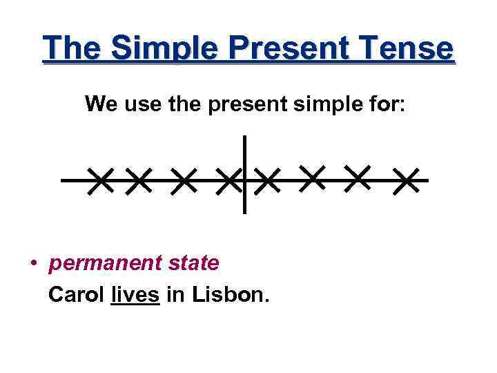 The Simple Present Tense We use the present simple for: • permanent state Carol