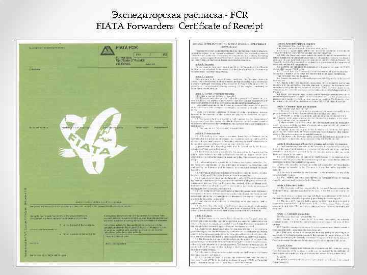 Экспедиторская расписка - FCR FIATA Forwarders Certificate of Receipt 