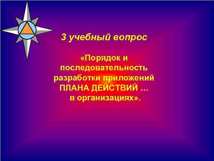 3 учебный вопрос «Порядок и последовательность разработки приложений ПЛАНА ДЕЙСТВИЙ … в организациях» .
