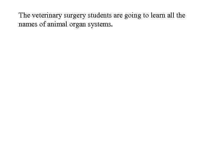 The veterinary surgery students are going to learn all the names of animal organ