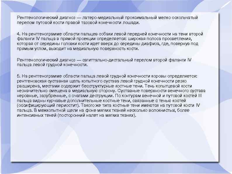 Рентгенологический диагноз — латеро-медиальный проксимальный мелко оскольчатый перелом путовой кости правой тазовой конечности лошади.