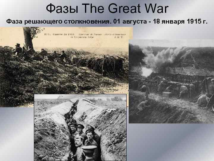 Фазы The Great War Фаза решающего столкновения. 01 августа - 18 января 1915 г.