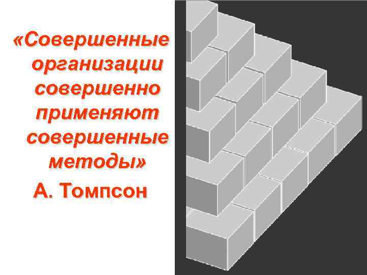  «Совершенные организации совершенно применяют совершенные методы» А. Томпсон 