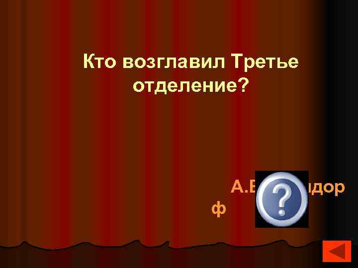 Кто возглавил Третье отделение? А. Бенкендор ф 