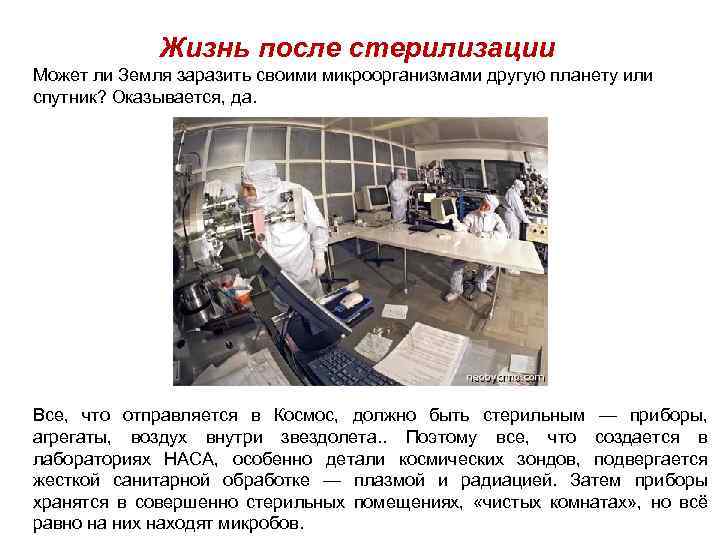 Жизнь после стерилизации Может ли Земля заразить своими микроорганизмами другую планету или спутник? Оказывается,